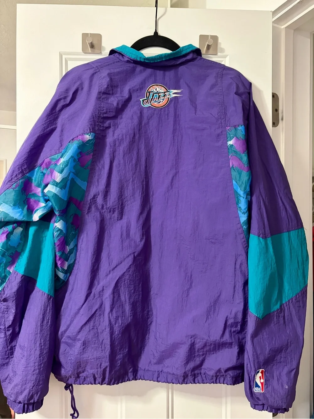 RARE Vintage Champion Purple & Teal Utah Jazz Players Windbreaker